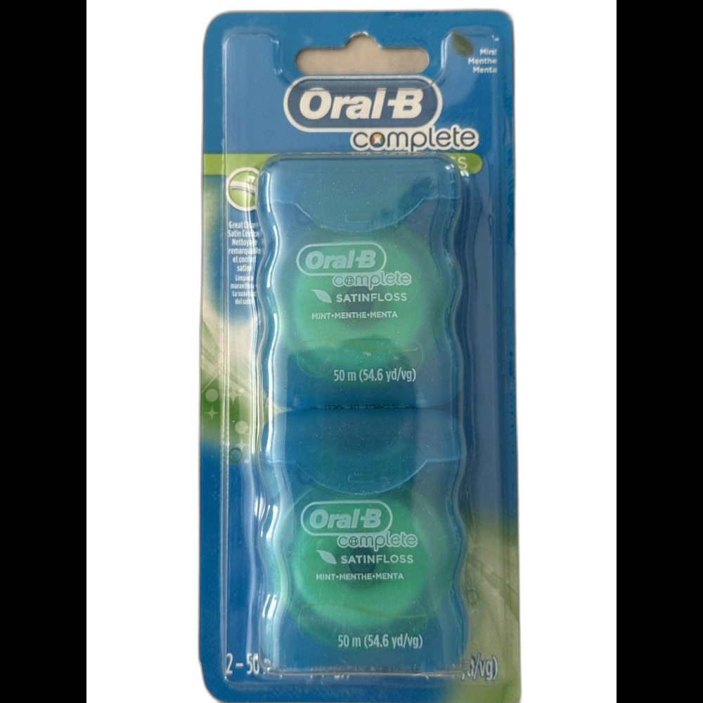 (TWIN PACK) Oral-B Complete SATIN floss, Mint Flavored ( 2 )-50m/55yds/each